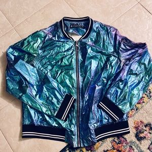 Holographic bomber jacket